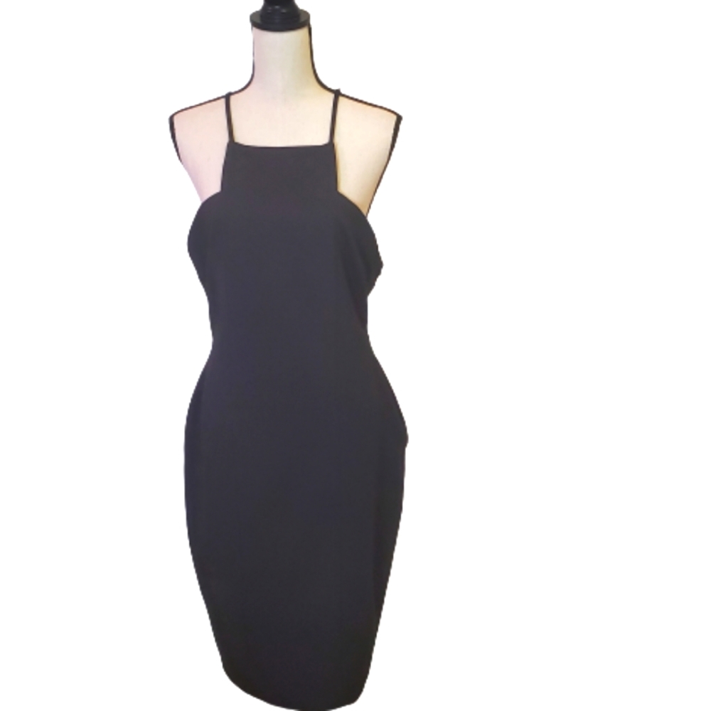 NWT Elliatt Black Midi Sheath Dress with Square Neck